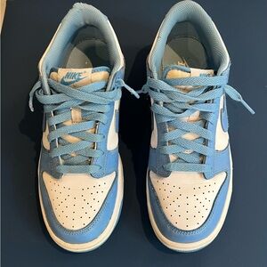Youth Nike Dunk Low-Top Sneakers in Light Blue and White